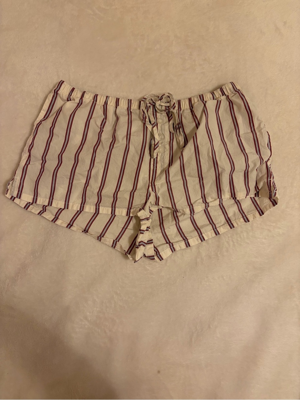 American Eagle white, maroon, and blue striped shorts in women’s XS worn once